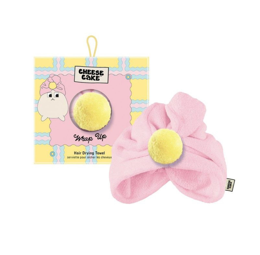 Cheese Cake Turban Towel - Pink With Yellow Pompom