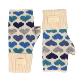 ZELLY - GLOVES FINGERLESS HEARTS BLUE