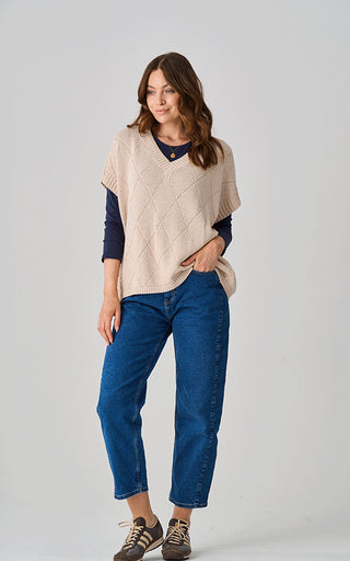 Luella Burford Almond Citton Diamond Knit Pattern Tank Top