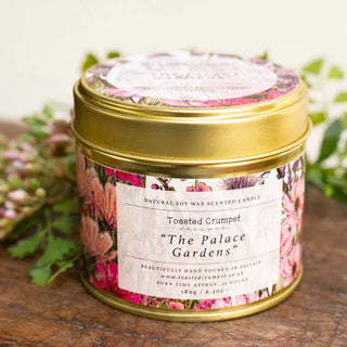 Toasted Crumpet Palace Garden Candle in a Matt Gold Tin