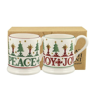 Emma Bridgewater Christmas Joy Set Of 2 1/2 Pint Mugs Boxed