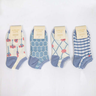 WOMENS COTTON FLORAL TRAINER SOCKS