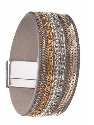 Chain Gang Cuff Bracelet - Silver & Gold