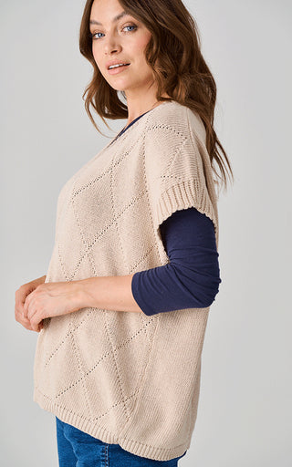 Luella Burford Almond Citton Diamond Knit Pattern Tank Top