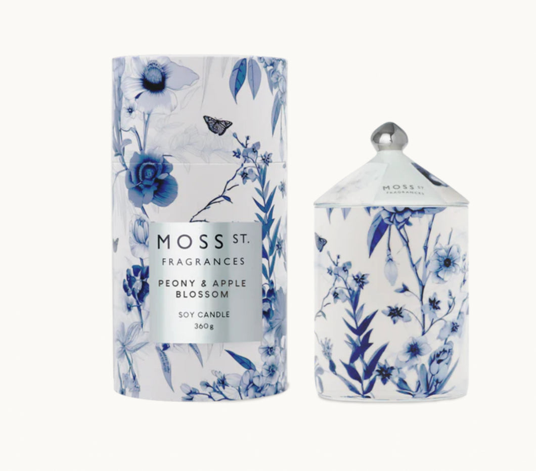 Moss St Ceramic Large Soy  Candle 360g Peony & Apple Blossom