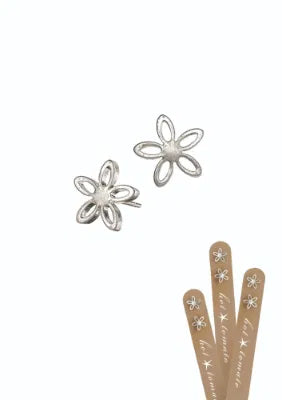 Hot Tomato - Jasmine Star Studs - Worn Silver Earrings