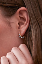 Load image into Gallery viewer, Estella Bartlett Earrings - Blue &amp; Pearl Bead Hoops
