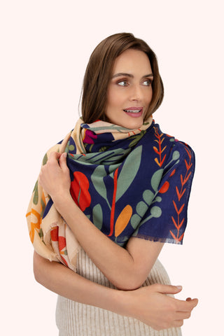 Powder - Scandi Two-tone Floral Print Scarf
