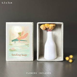 Matchbox vase & dried flowers-Sending hugs