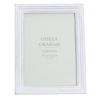 Antique White Groove Resin Picture Frame 5x7