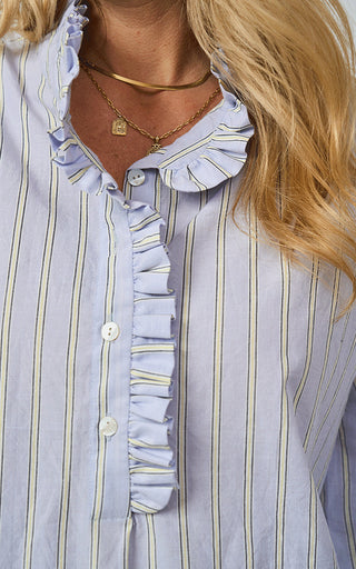 Luella Kinross Cotton Blouse Blue/Yellow Stripes
