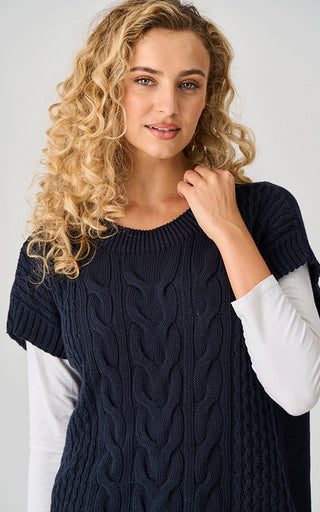 Luella Bath Cable Knit Cotton Tank Navy Top