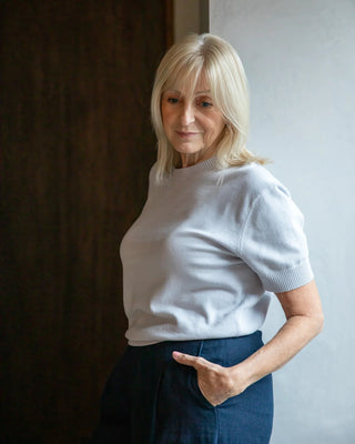 Chalk Casey Top in  Marl Sky