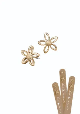 Hot Tomato - Jasmine Star Studs - Worn Gold Earrings