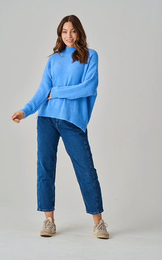 Luella Lulu Sky Blue Funnel Neck Alpaca Knit Jumper