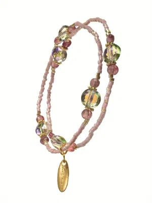 Hot Tomato - Fine By Me - Seed Bead Double W/Irid Crys - Lilac Bracelet