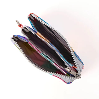 ROKA Carnaby Wide Multi Stripe Small Recycled Canvas Purse