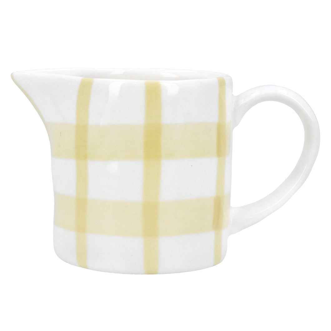 Yellow Check Stoneware Mini Jug