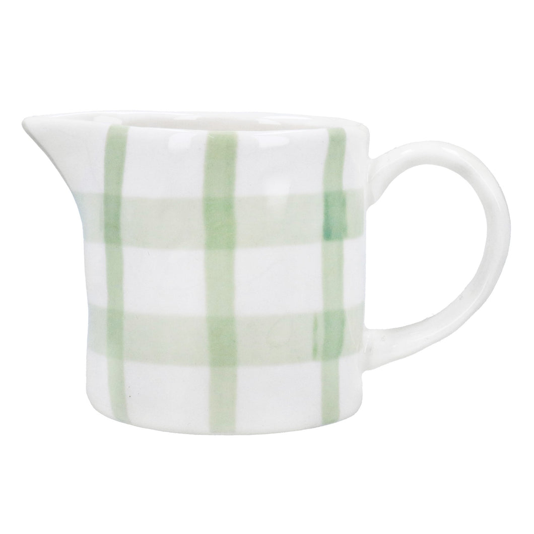 Green Check Stoneware Jug