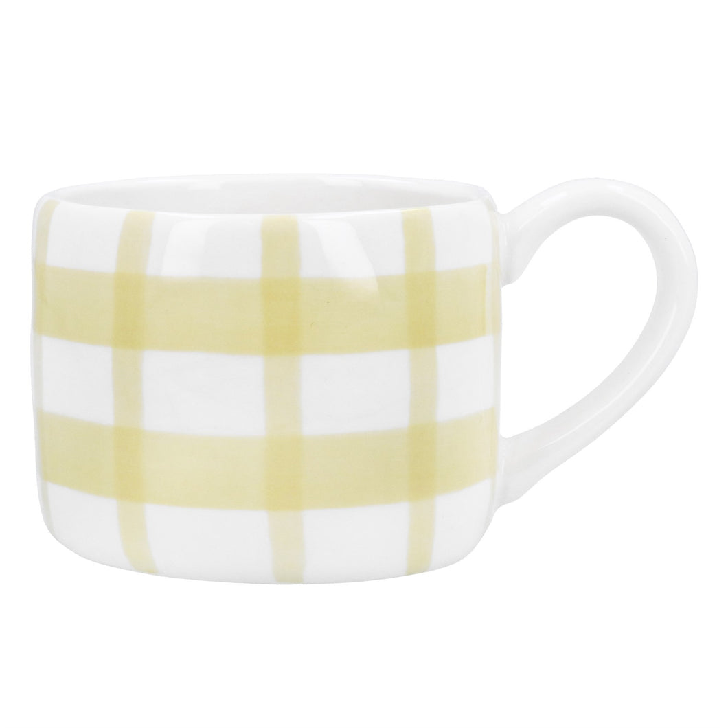 Gisela Graham Yellow Check Stoneware Mug