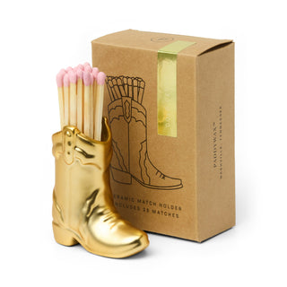 Gentleman’s Hardware Nashville Ceramic Boot Match Holder 25 Matches Gold