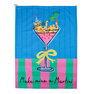 Hijinx Tea Towel - Make Mine a Martini - Cat
