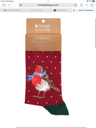 Wrendale Robin Christmas Socks