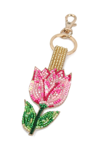 Pink Tulip Keyring/Bag Charm