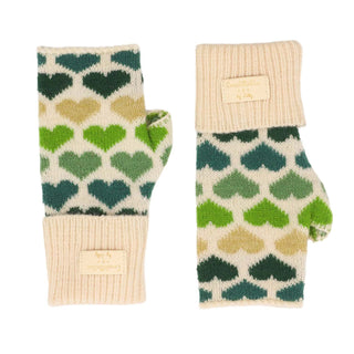 ZELLY - GLOVES FINGERLESS HEARTS GREEN