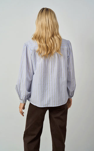 Luella Kinross Cotton Blouse Blue/Yellow Stripes