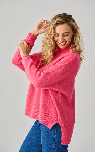 Luella Lulu French Pink Funnel Neck Alpaca Knit Jumper