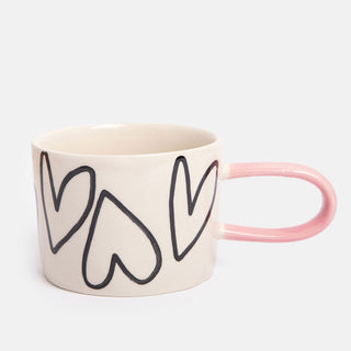 Mono Big Hearts Ceramic Mug