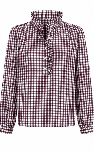 Luella Braemar Plum Gingham Pattern Cotton Blouse