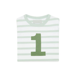 Powder Blue & White Breton Striped Number T Shirt