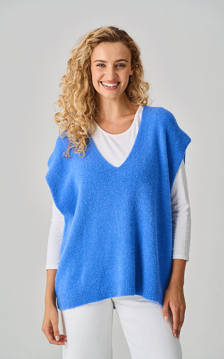 Luella Tilly French Blue Alpaca Knit V-Neck Tank Top