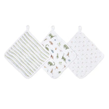 Load image into Gallery viewer, Aden &amp; Anais 3 pk Muslin Washcloth Dino
