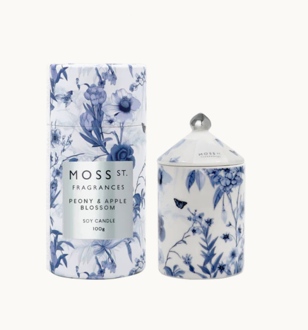 Moss St Ceramic Mini Candle 100g - Peony & Apple Blossom