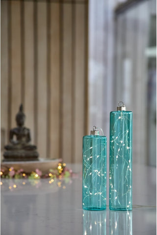 Glass Cylinder - Aqua Set Of 2