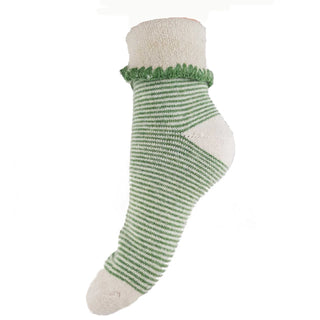 Gemjar - Green / Cream Stripey Cuff Socks