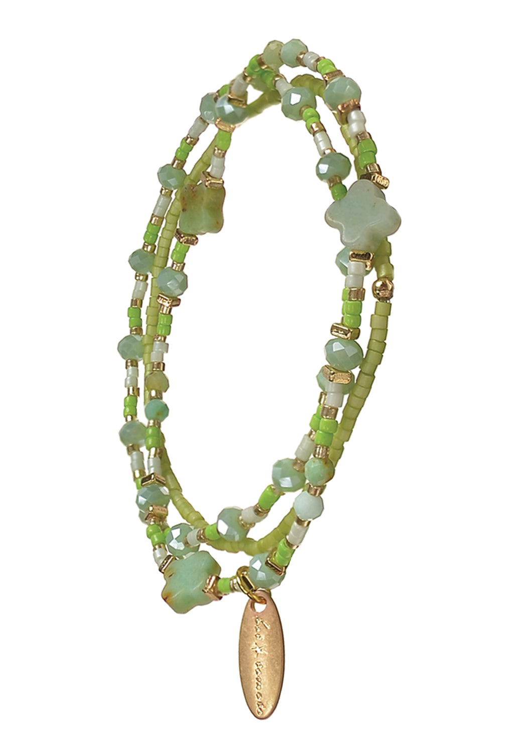 Trio of Fine Lines W/Maltese Cross Detail - Apple / Gold Bracelet