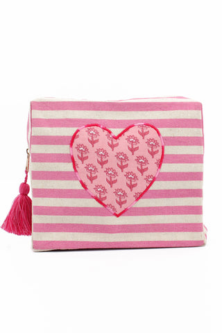 My Doris Pink Stripe Medium Pouch