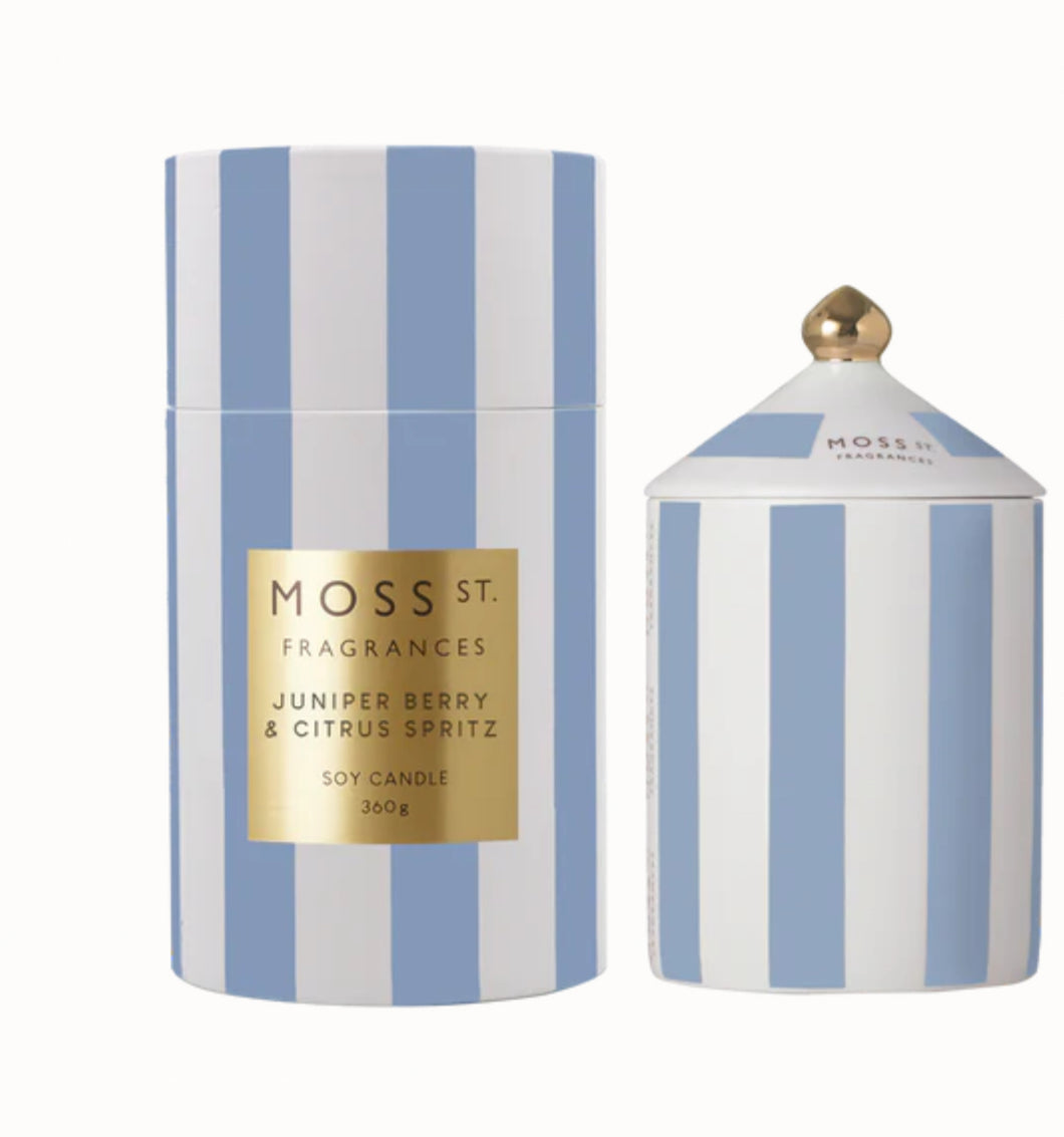 Moss St Ceramic Large Candle 360g Juniper Berry & Citrus Spritz