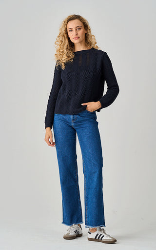 Luella Bibury Cotton Navy Open Weave Pattern Jumper