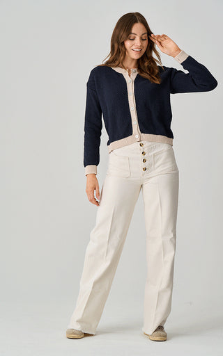 Luella Sherston  Navy Cotton Cardigan With Trim