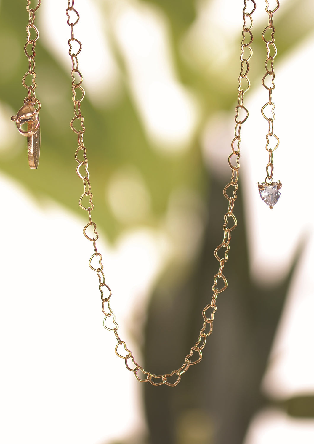 Heart 2 Heart - Zircon / Stainless Steel W/18k Gold PVD Necklace