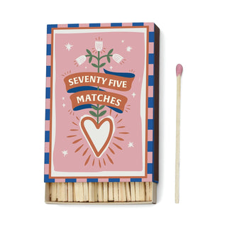 A Dopo Boxed Matches "Hearts" Pink - 75 matches (9.6 CM)