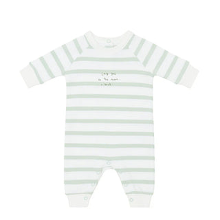 Powder Blue & White 'Love You To The Moon and Back' Breton Striped All-In-One