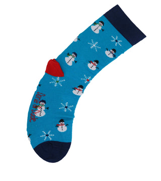 DORIS & DUDE  BLUE SNOWMAN MENS SOCKS