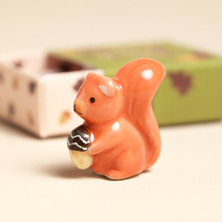 Tiny Matchbox Ceramic Squirrel Token