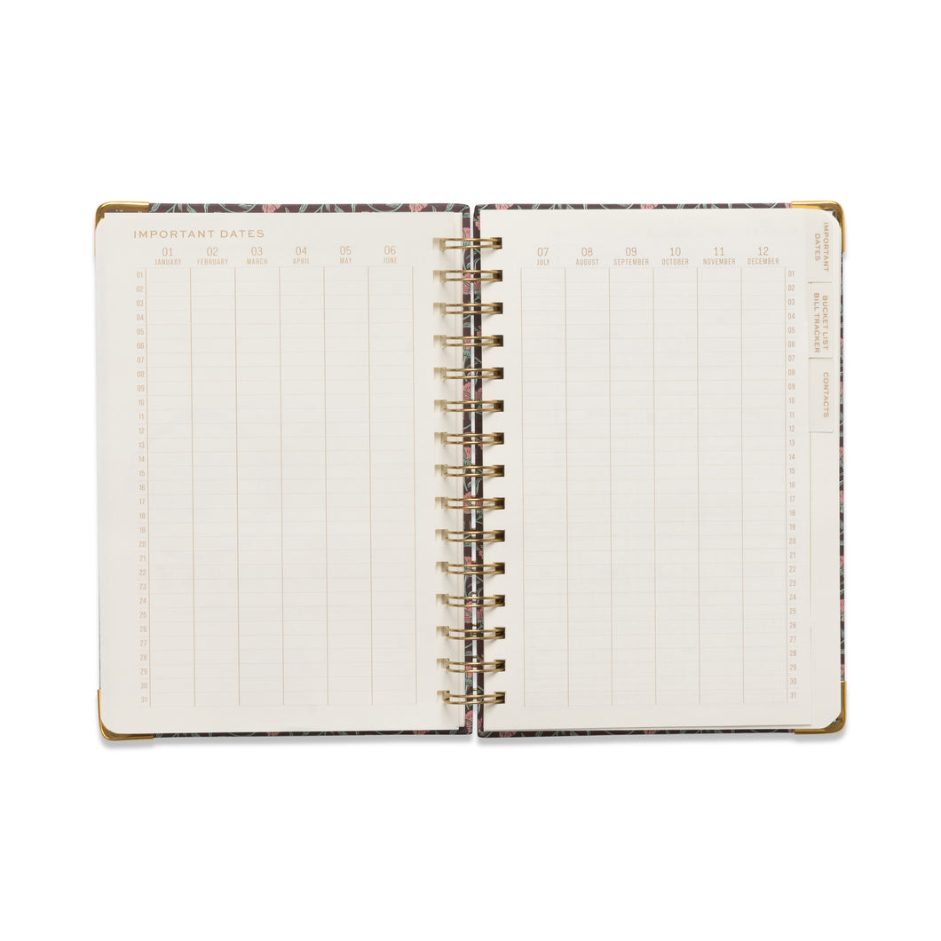 Undated 13 Month Perpetual Planner - Burgundy Vintage Floral (FSC Mix Credit)